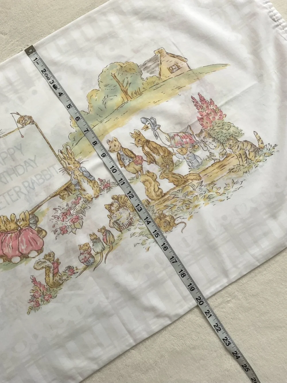Vintage Cannon Peter Rabbit Birthday Pillowcase Beatrix Potter USA